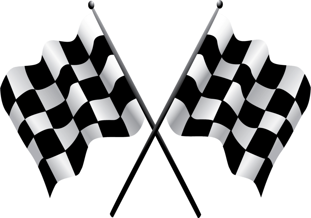 Chequered flag used in racing events to mark the end of a session