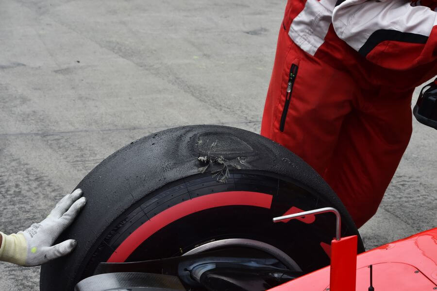 F1 tyre with a flat spot